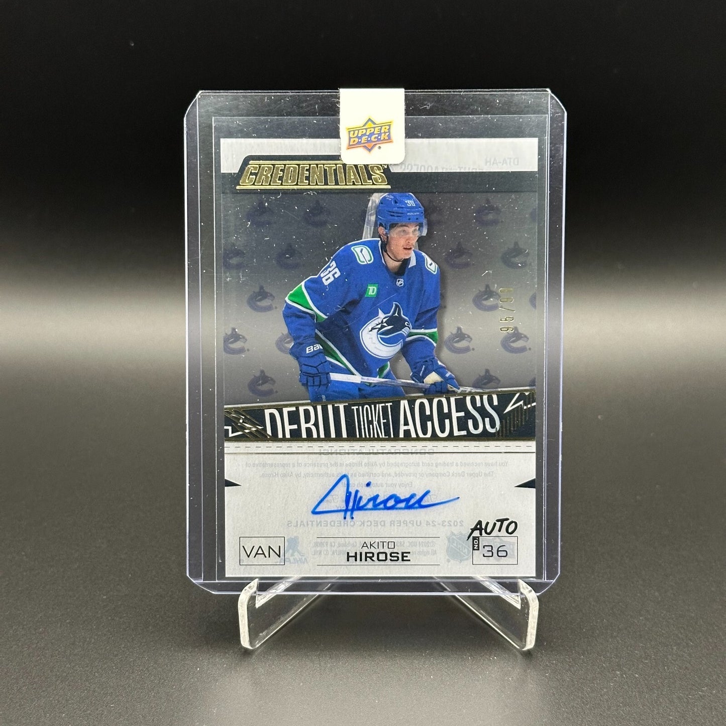 2023-24 UD Credentials AKITO HIROSE #DTA-AH Debut Ticket Access Acetate /99