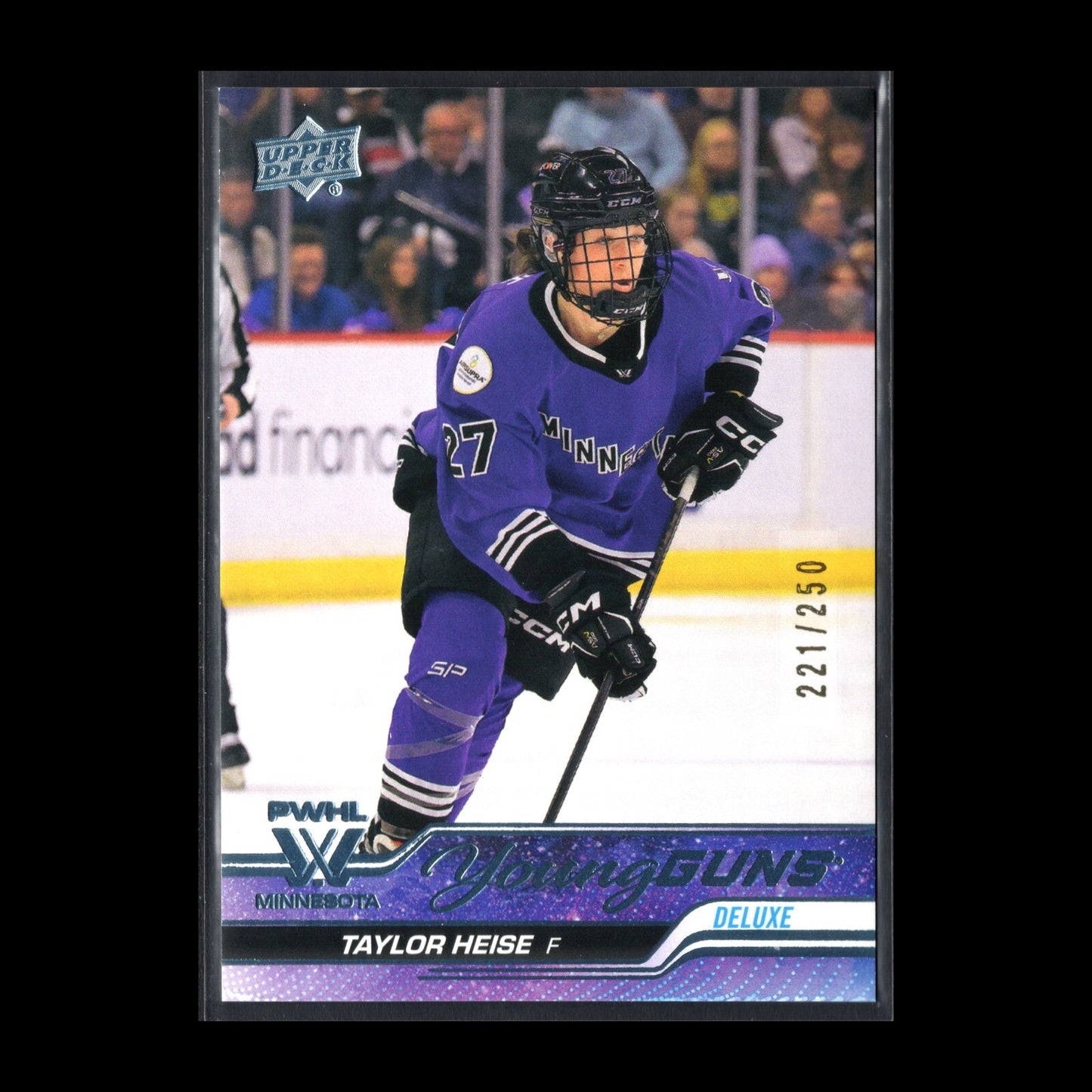 2024-25 UD PWHL TAYLOR HEISE #61 Young guns Deluxe /250 RC MVP - 1st Edition!