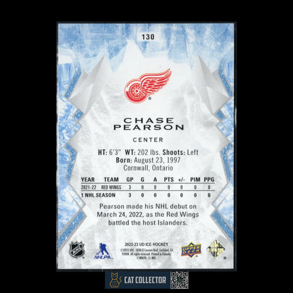 2022-23 UD Ice CHASE PEARSON #130 Orange Rookie RC - Detroit Red Wings