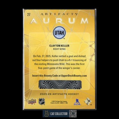2025-26 UD Artifacts CLAYTON KELLER #27 Aurum Bounty - Unscratched