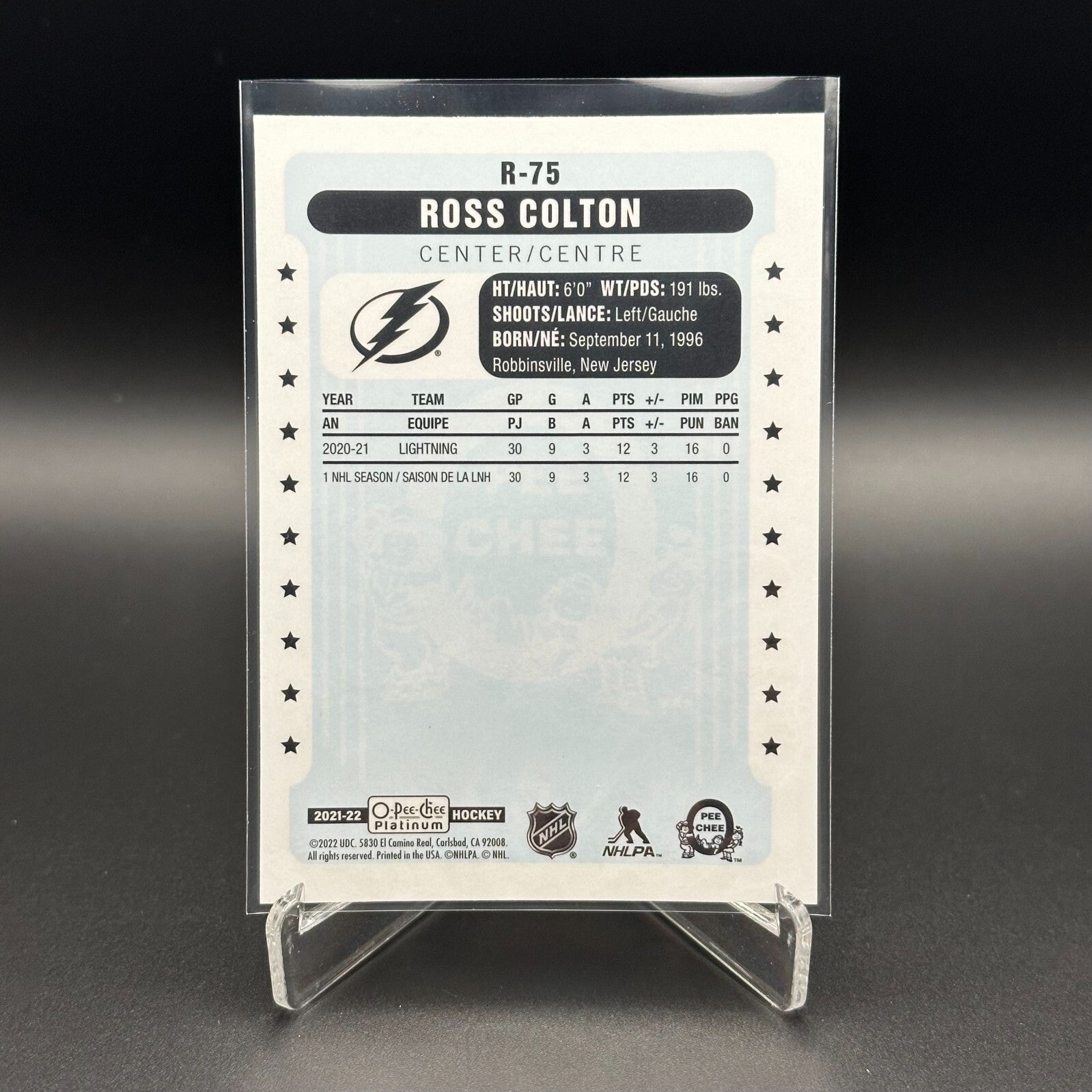 2021-22 O-Pee-Chee Platinum ROSS COLTON #R-75 Retro RC - Tampa Bay Lightning