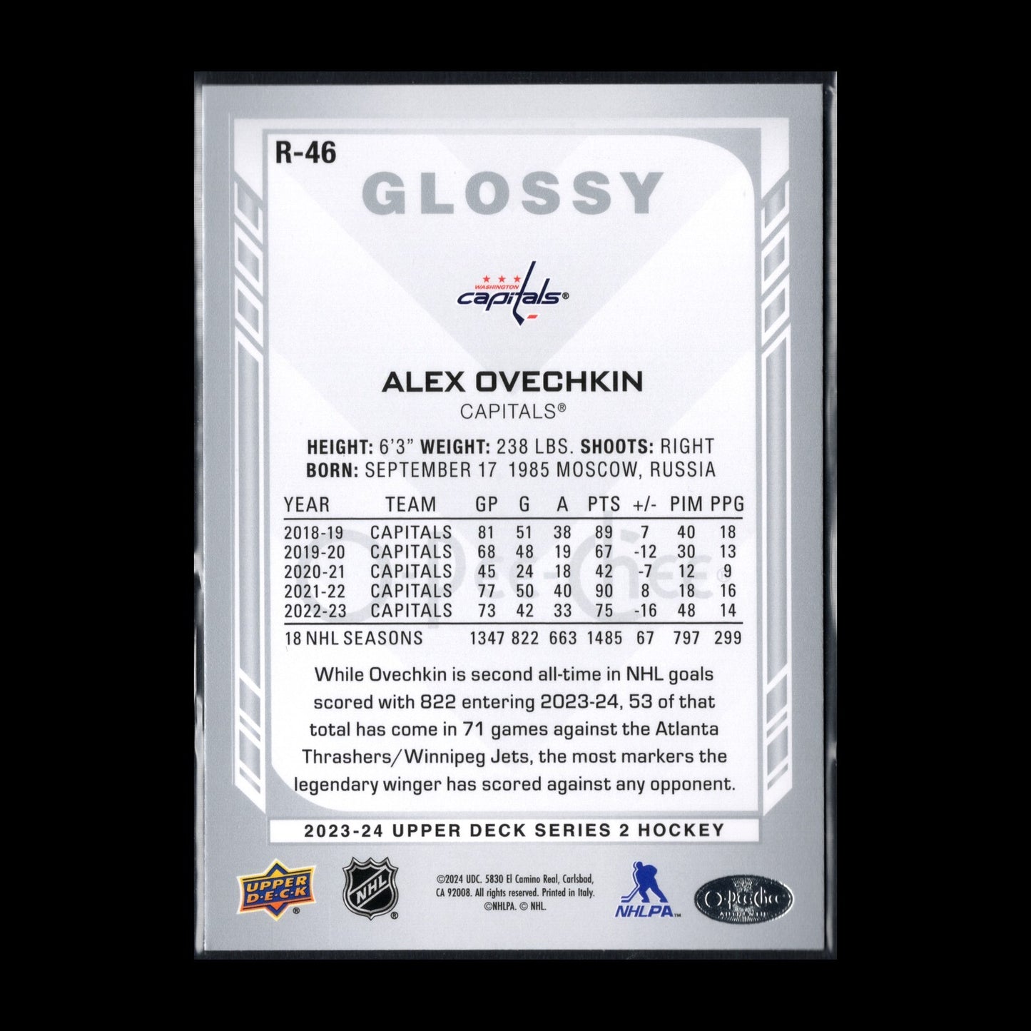 2023-24 UD Series 2 ALEX OVECHKIN #R-46 O-Pee-Chee Glossy - Washington Capitals