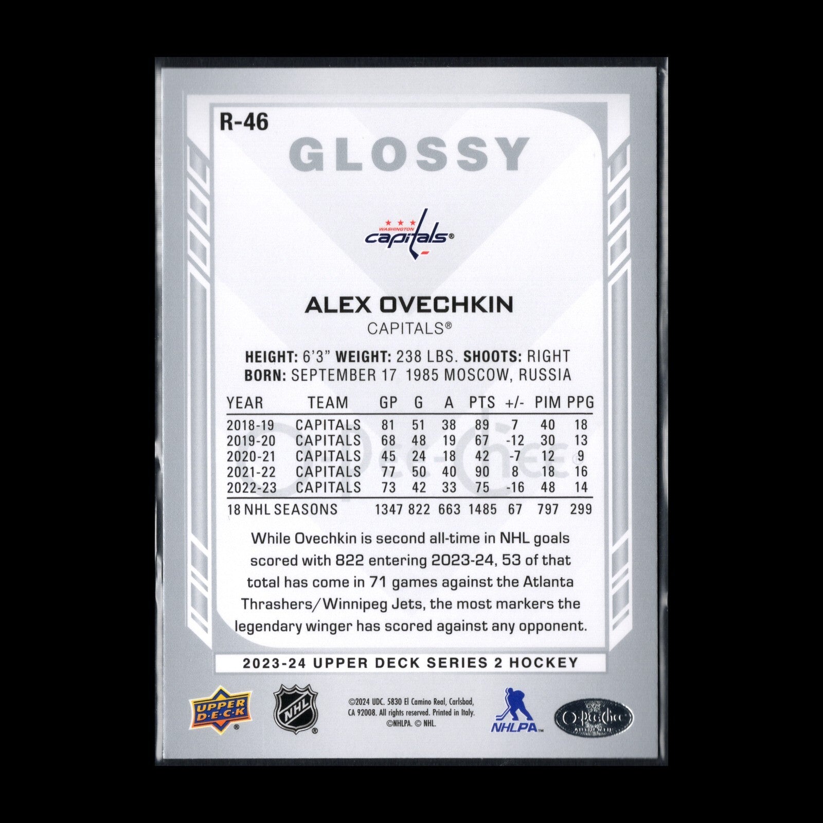 2023-24 UD Series 2 ALEX OVECHKIN #R-46 O-Pee-Chee Glossy - Washington Capitals