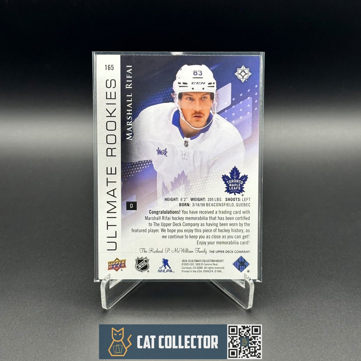 2024-25 UD Ultimate Collection MARSHALL RIFAI #165 Jersey Parallel RC /499