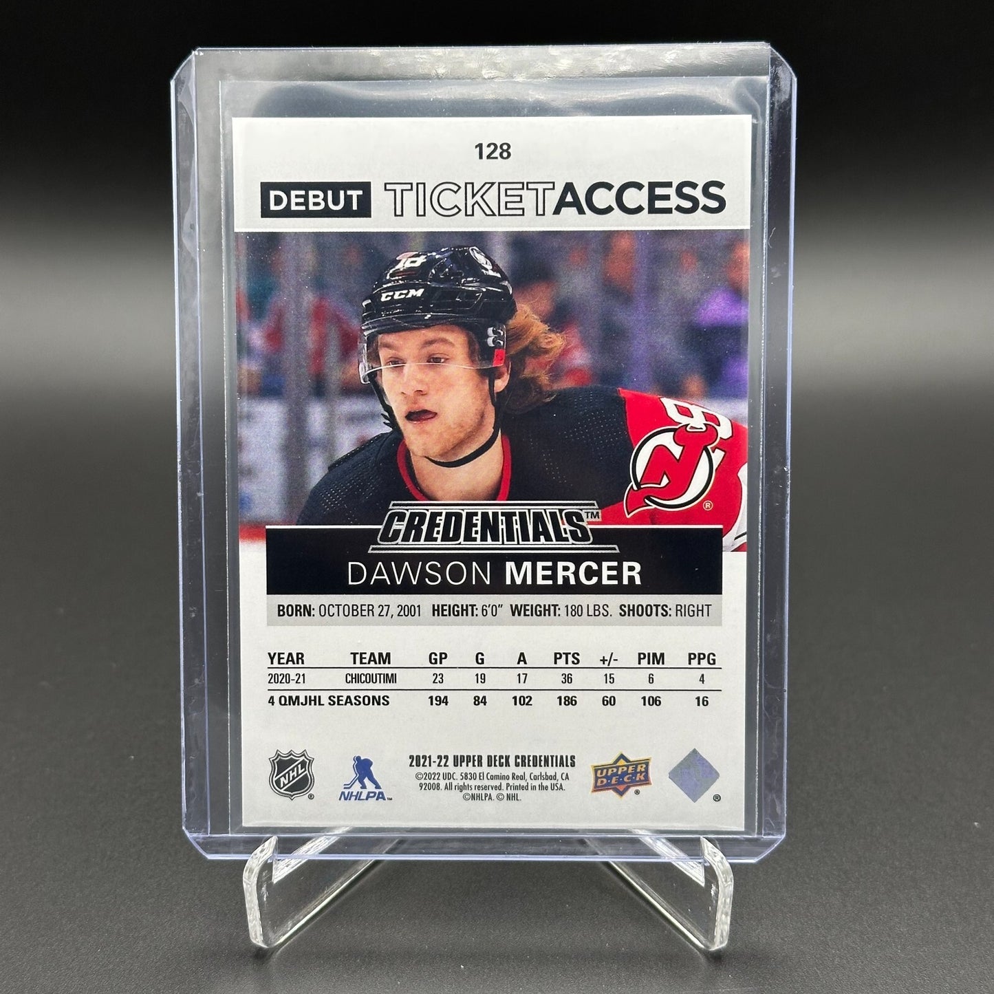 2021-22 UD Credentials DAWSON MERCER #128 Debut Ticket Access RC 662/799