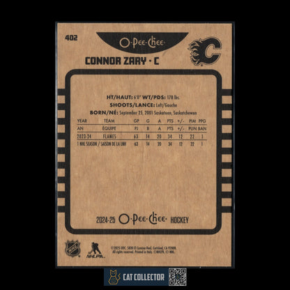 2024-25 O-Pee-Chee Hockey CONNOR ZARY #402 Retro - Calgary Flames