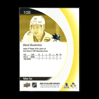 2023-24 UD Allure DANIL GUSHCHIN #108 Yellow Taxi RC Rookie - San Jose Sharks
