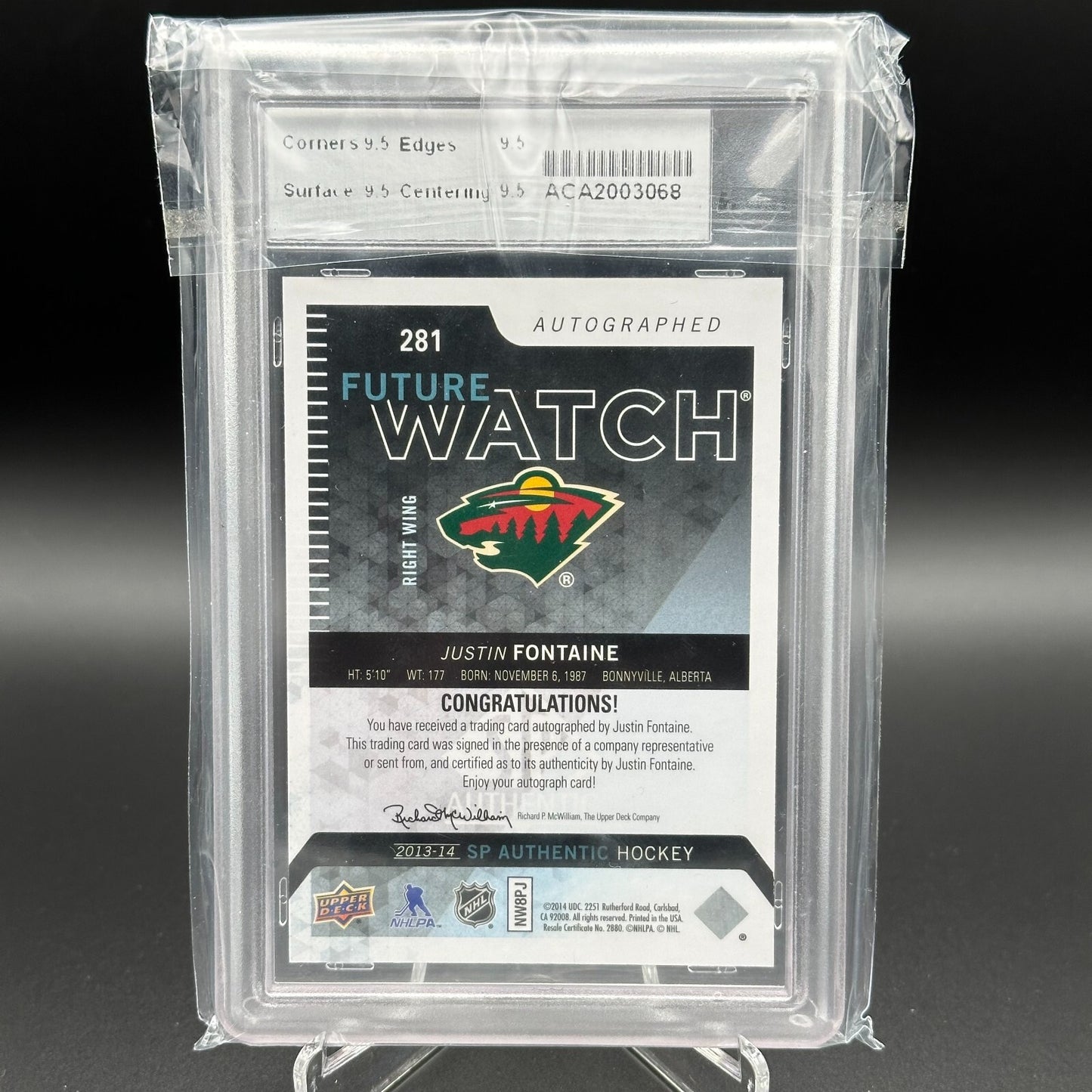 2013-14 UD SP Authentic JUSTIN FONTAINE #281 Future Watch RC 433/999 Grade 9.5