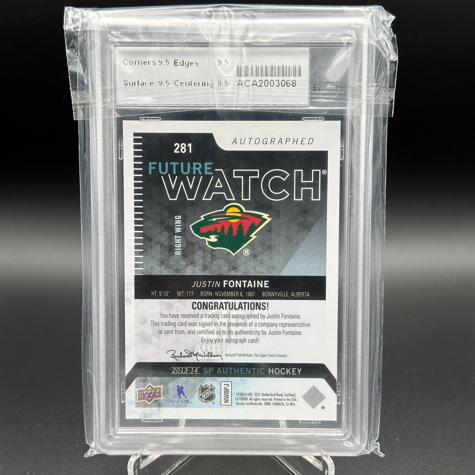 2013-14 UD SP Authentic JUSTIN FONTAINE #281 Future Watch RC 433/999 Grade 9.5