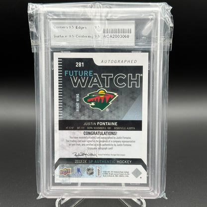 2013-14 UD SP Authentic JUSTIN FONTAINE #281 Future Watch RC 433/999 Grade 9.5