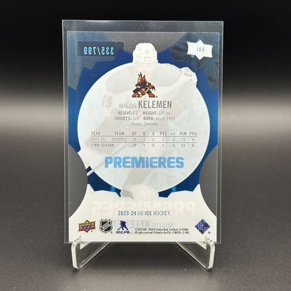 2023-24 UD Ice MILOS KELEMEN #184 Ice Premieres Blue Parallel RC /799