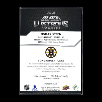 2021-22 UD Black Diamond OSKAR STEEN #LR-OS Lustrous Rookies RC /299 AUTO