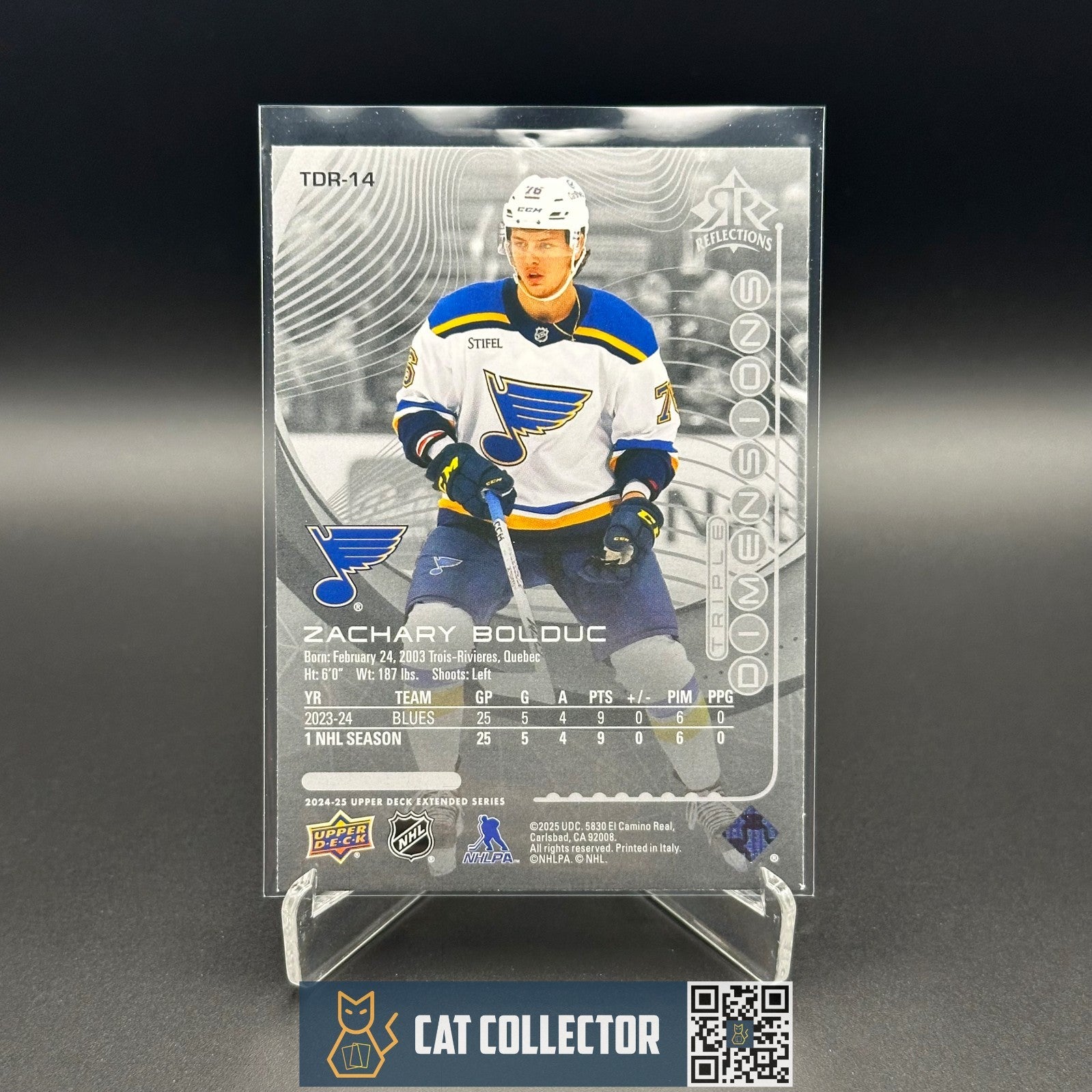2024-25 UD Extended ZACHARY BOLDUC #TDR-14 Triple Dimensions Reflections Rookie