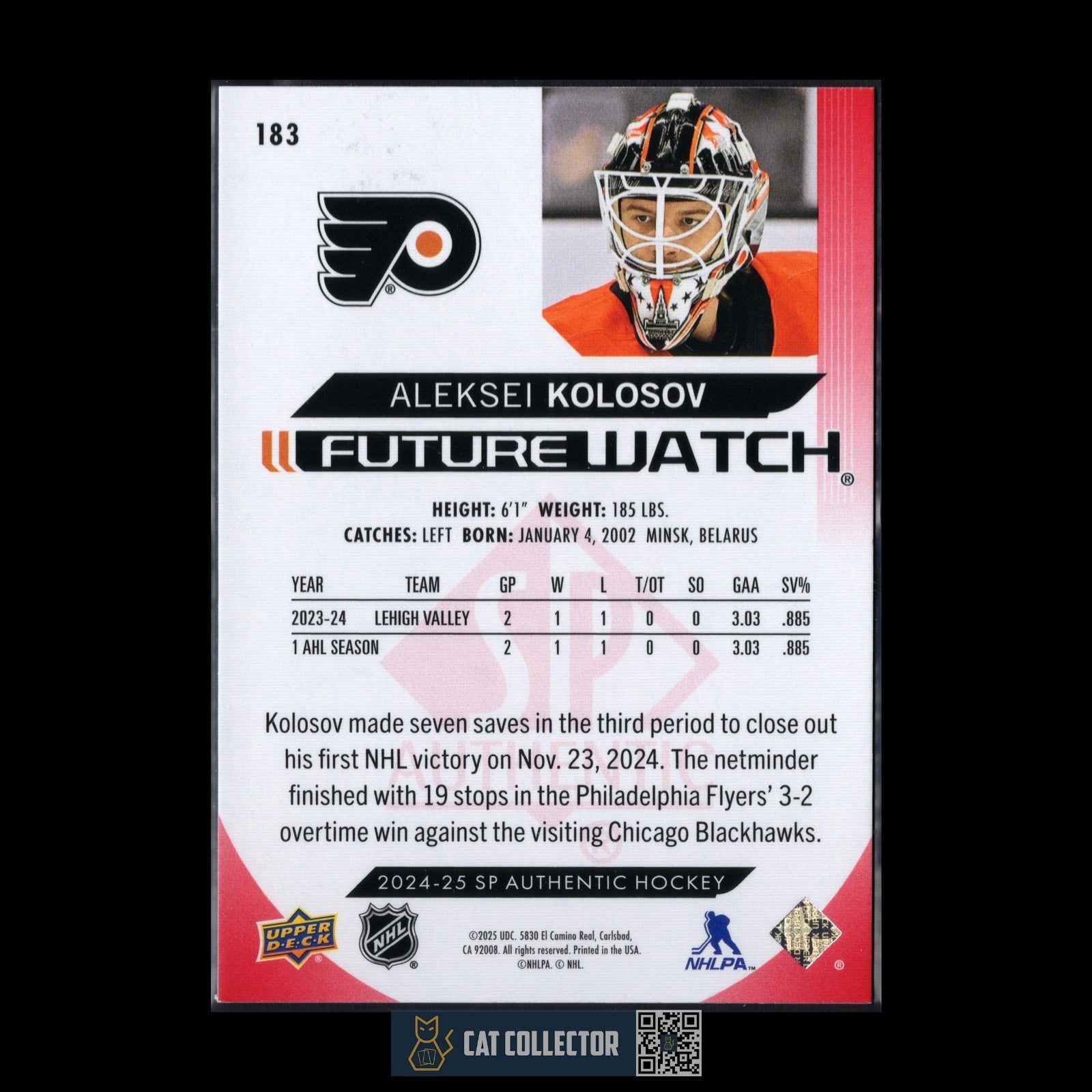 2024-25 UD SP Authentic ALEKSEI KOLOSOV #183 Future Watch Limited Red RC
