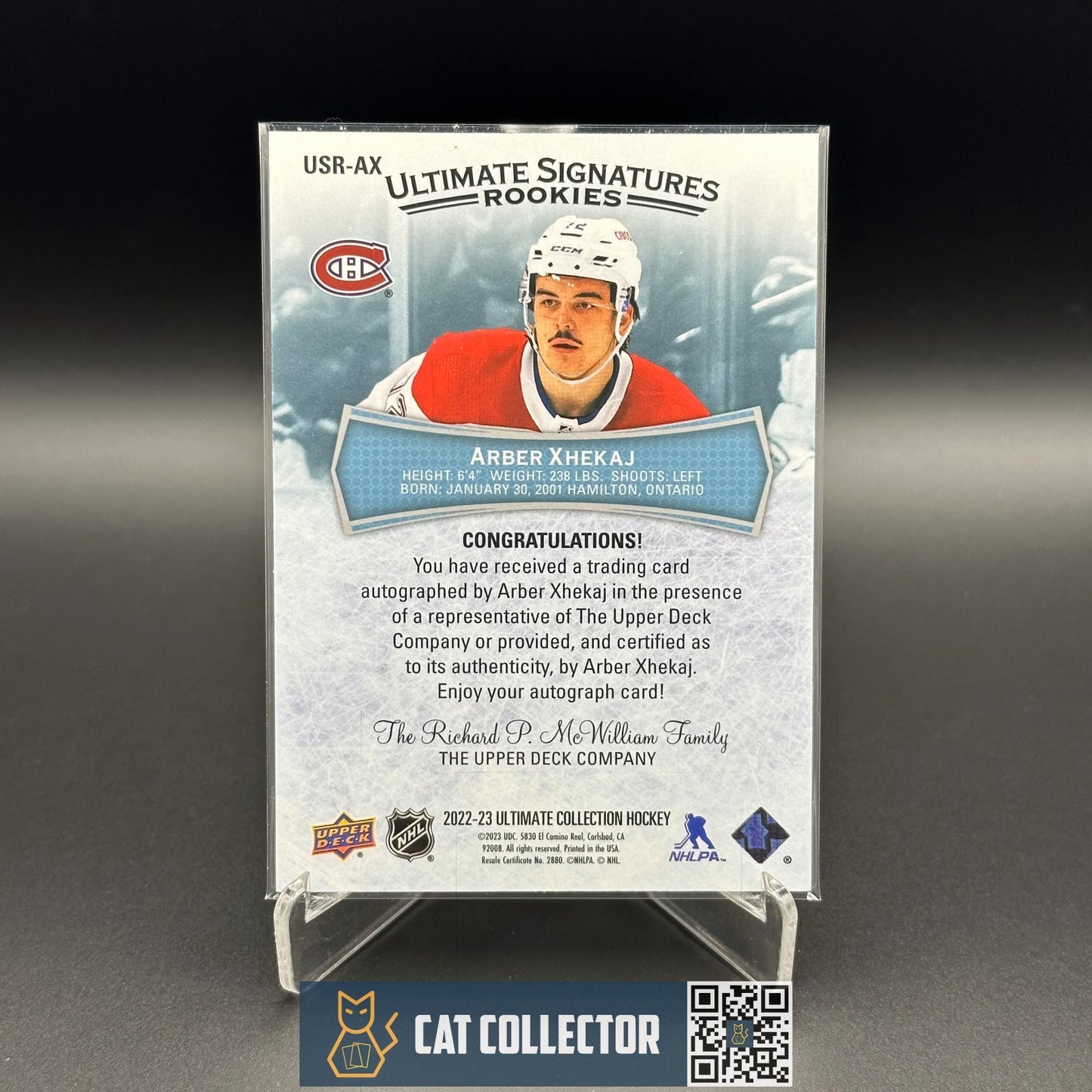 2022-23 UD Ultimate Collection ARBER XHEKAJ #USR-AX Signatures Rookie RC Auto