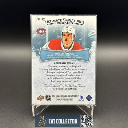 2022-23 UD Ultimate Collection ARBER XHEKAJ #USR-AX Signatures Rookie RC Auto