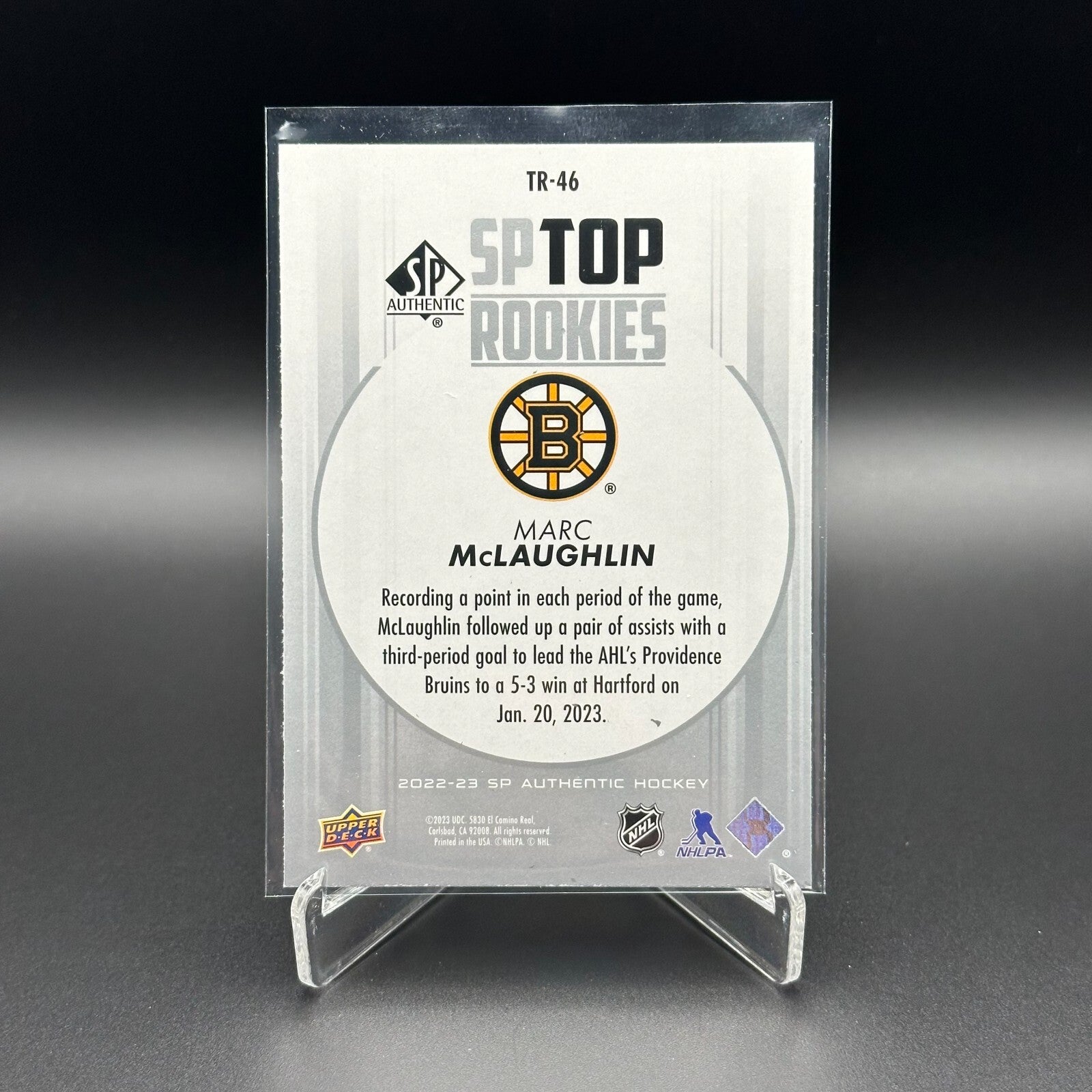 2022-23 UD SP Authentic MARC MCLAUGHLIN #TR-46 Top Rookies RC - Boston Bruins