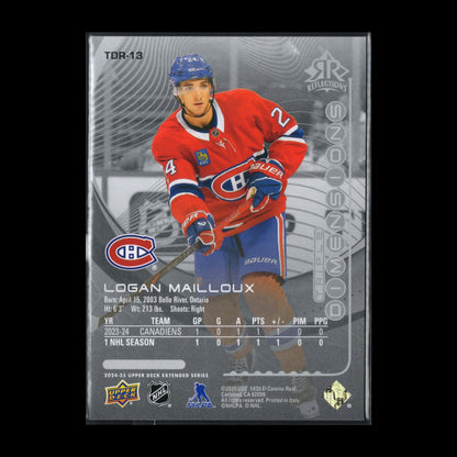 2024-25 UD Extended LOGAN MAILLOUX #TDR-13 Triple Dimensions Reflections Rookie