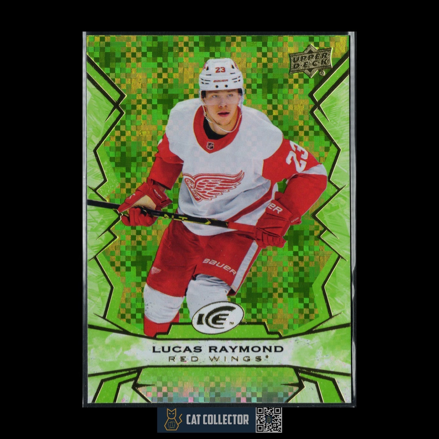 2022-23 UD Ice LUCAS RAYMOND #23 Green - Detroit Red Wings