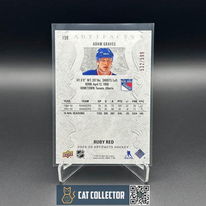 2025-26 UD Artifacts ADAM GRAVES #158 Ruby Red Legends /599