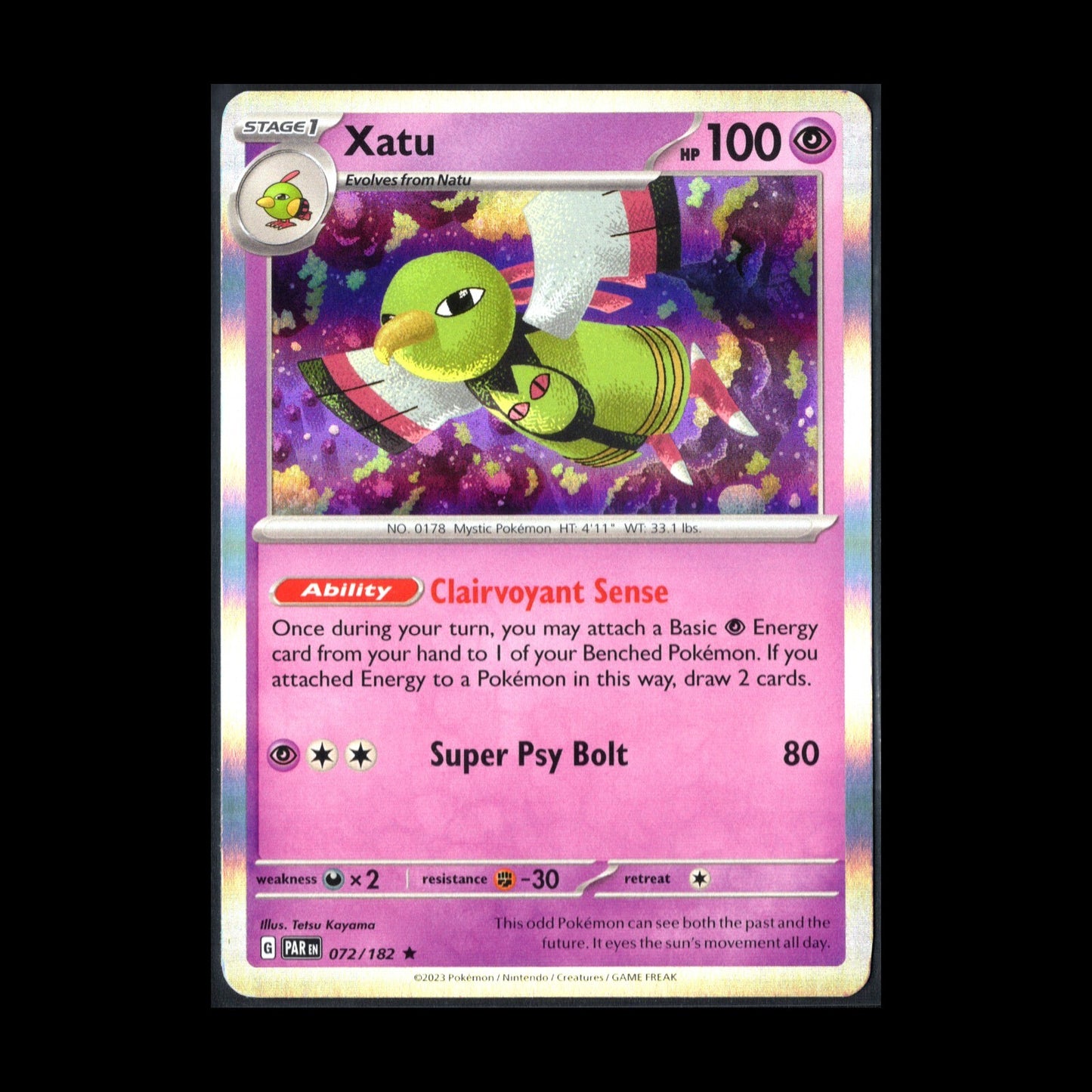 2024 Pokemon TCG Paradox Rift XATU #72/182 Holo
