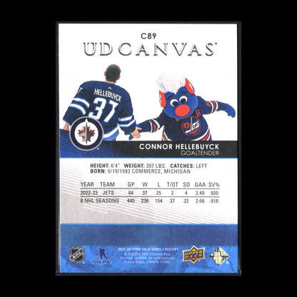 2023-24 UD Series 1 CONNOR HELLEBUYCK #C89 UD Canvas - Winnipeg Jets