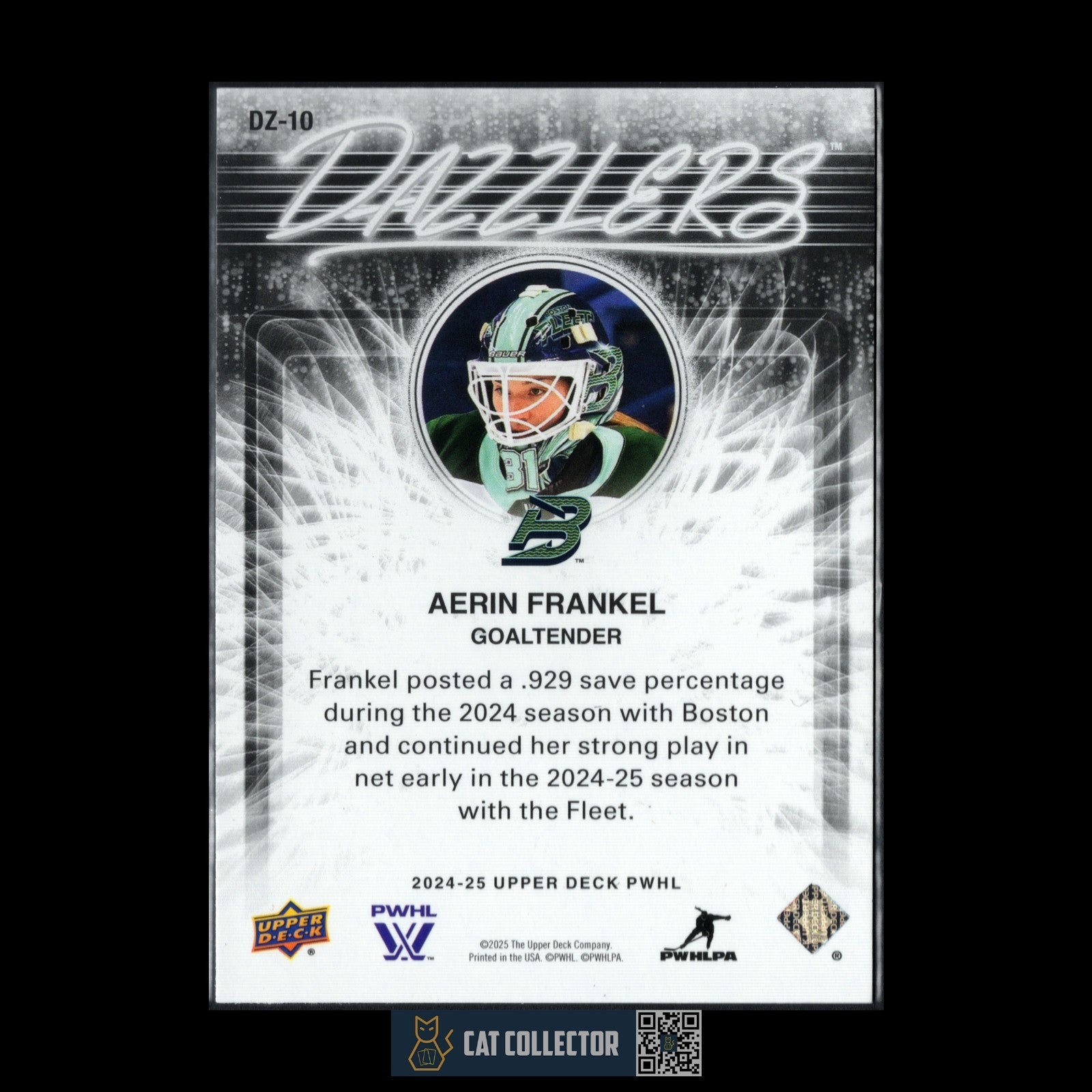 2024-25 UD PWHL AERIN FRANKEL #DZ-10 Dazzlers Blue - Boston Fleet