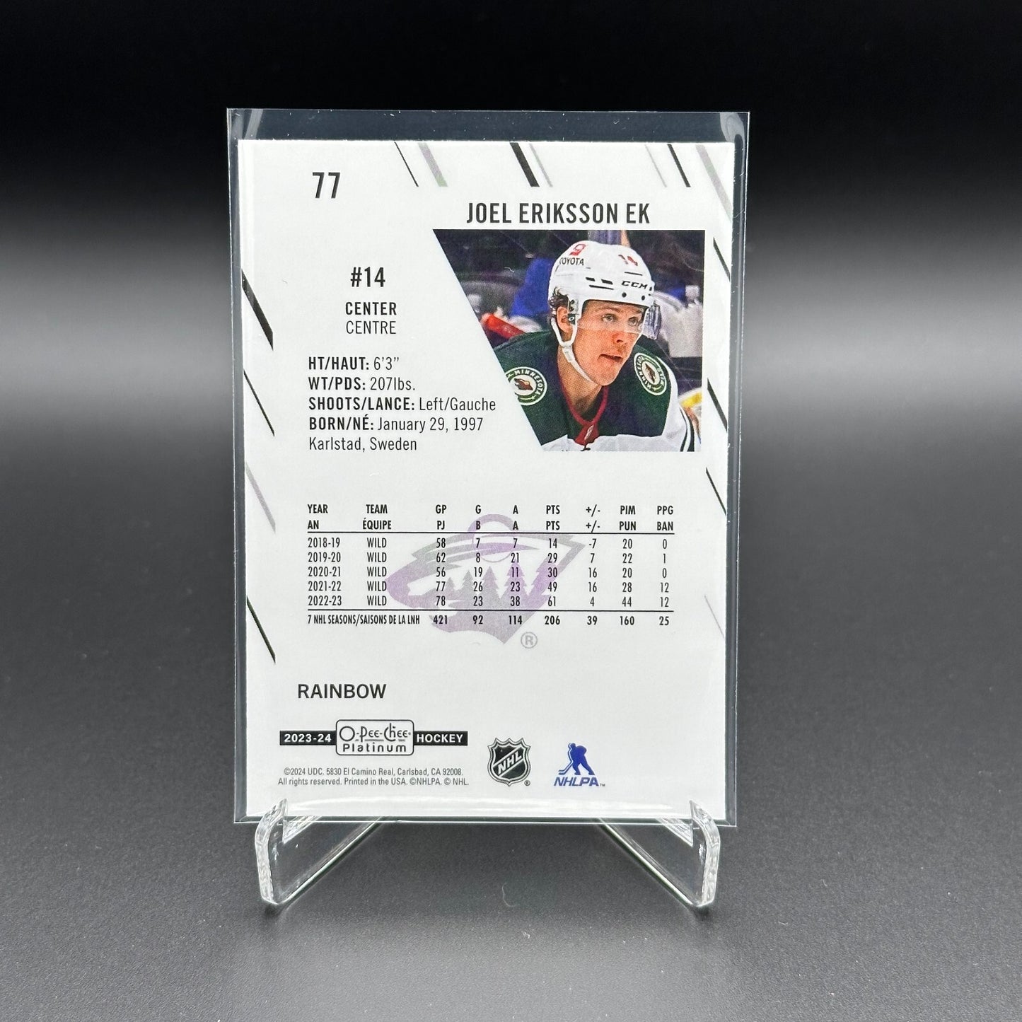 2023-24 O-Pee-Chee Platinum JOEL ERIKSSON EK #77 Rainbow - Minnesota Wild
