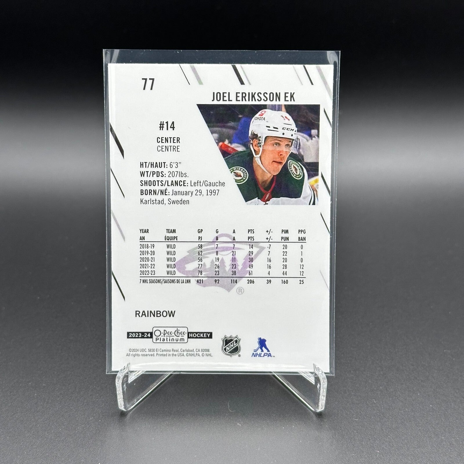 2023-24 O-Pee-Chee Platinum JOEL ERIKSSON EK #77 Rainbow - Minnesota Wild