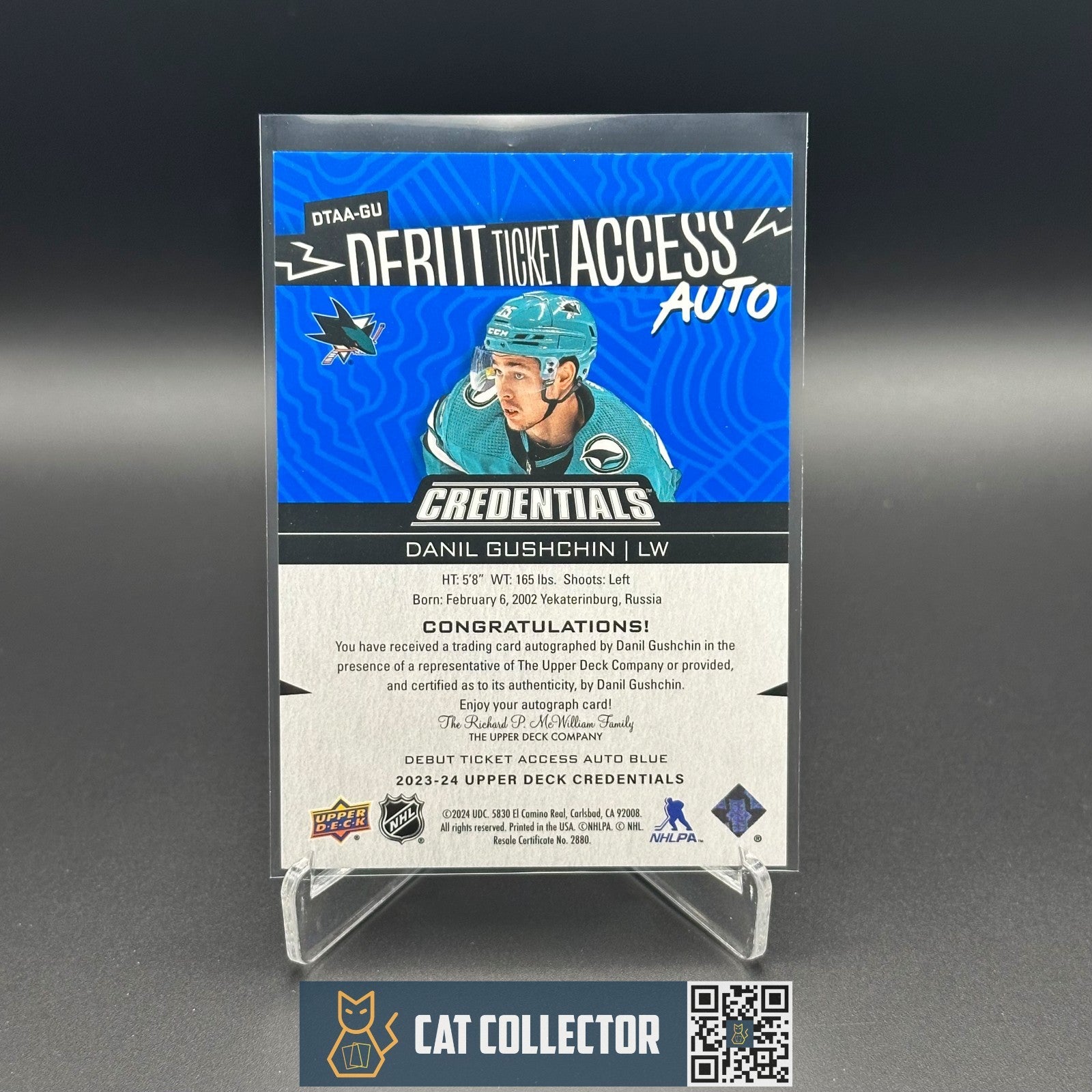 2023-24 UD Credentials DANIEL GUSHCHIN #DTAA-GU Debut Ticket Access AUTO /35