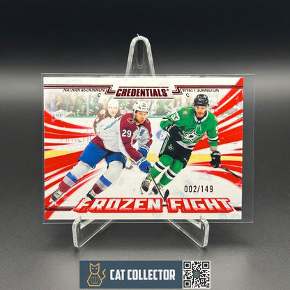 2024-25 UD Credentials N. MACKINNON / W. JOHNSTON #FF-JM Frozen Fight Red /199