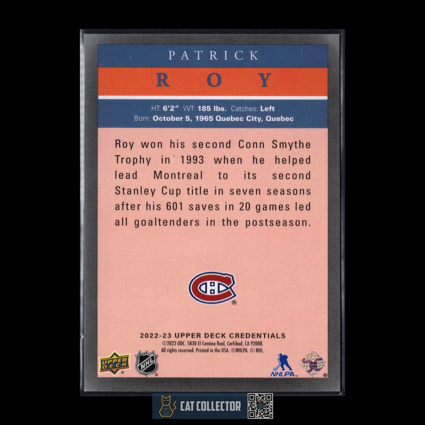 2022-23 UD Credentials PATRICK ROY Fleer Pro Visions SSP - Montreal Canadiens