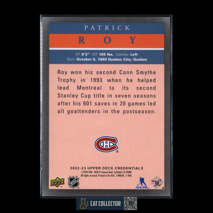 2022-23 UD Credentials PATRICK ROY Fleer Pro Visions SSP - Montreal Canadiens