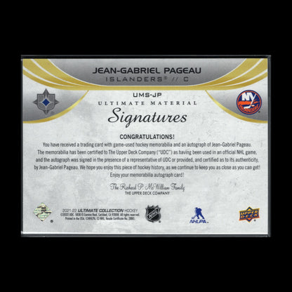 2021-22 UD Ultimate JEAN-GRABRIEL PAGEAU #UMS-JP Material Signatures /99