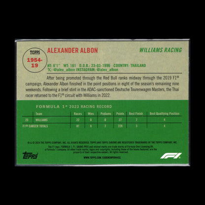 2024 Topps Chrome Formula 1 ALEXANDER ALBON #1954-19 1954 Topps Retro