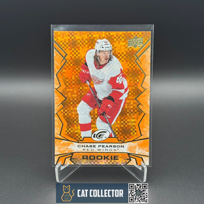 2022-23 UD Ice CHASE PEARSON #130 Orange Rookie RC - Detroit Red Wings