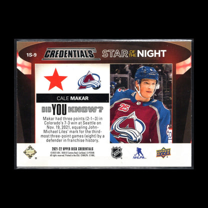 2021-22 UD Credentials CALE MAKAR #1S-9 First Star of the Night