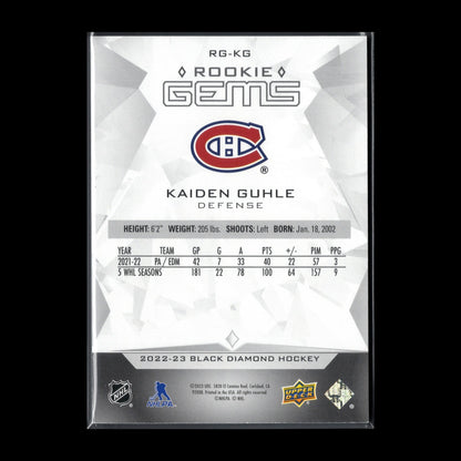 2022-23 UD Black Diamond KAIDEN GUHLE #RG-KG Rookie Gems RC /399