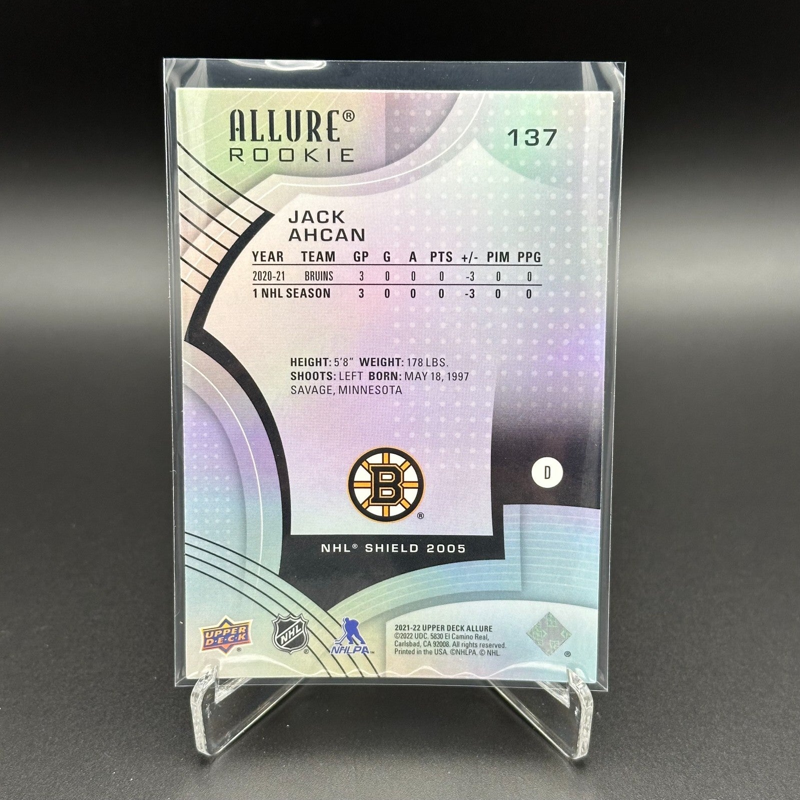 2021-22 UD Allure JACK AHCAN #137 NHL Shield 1917 RC - Boston Bruins