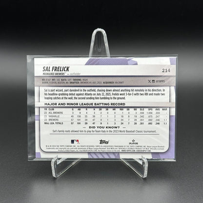 2024 Topps Big League SAL FRELICK #214 Rainbow foil Rookie RC Milwaukee Brewers