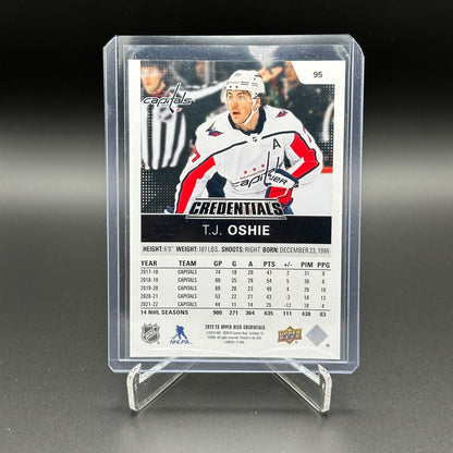 2022-23 UD Credentials T.J. OSHIE #95 Red and Gold 236/299 - Washington Capitals
