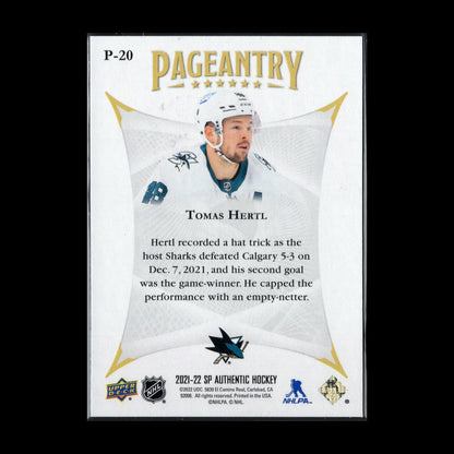 2021-22 UD SP Authentic TOMAS HERTL #P-20 Pageantry - San Jose Sharks