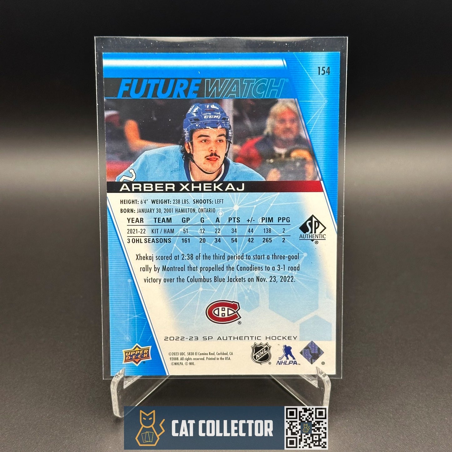 2022-23 UD SP Authentic ARBER XHEKAJ #154 Future Watch Limited Blue RC /399