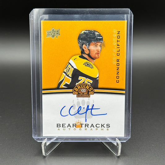 2023-24 UD Boston Bruins Centennial CONNOR CLIFTON #BT-CL Bear Tracks Autograph