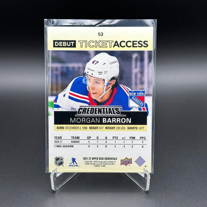 2021-22 UD Credentials MORGAN BARRON #53 Debut Ticket Access Yellow RC /249