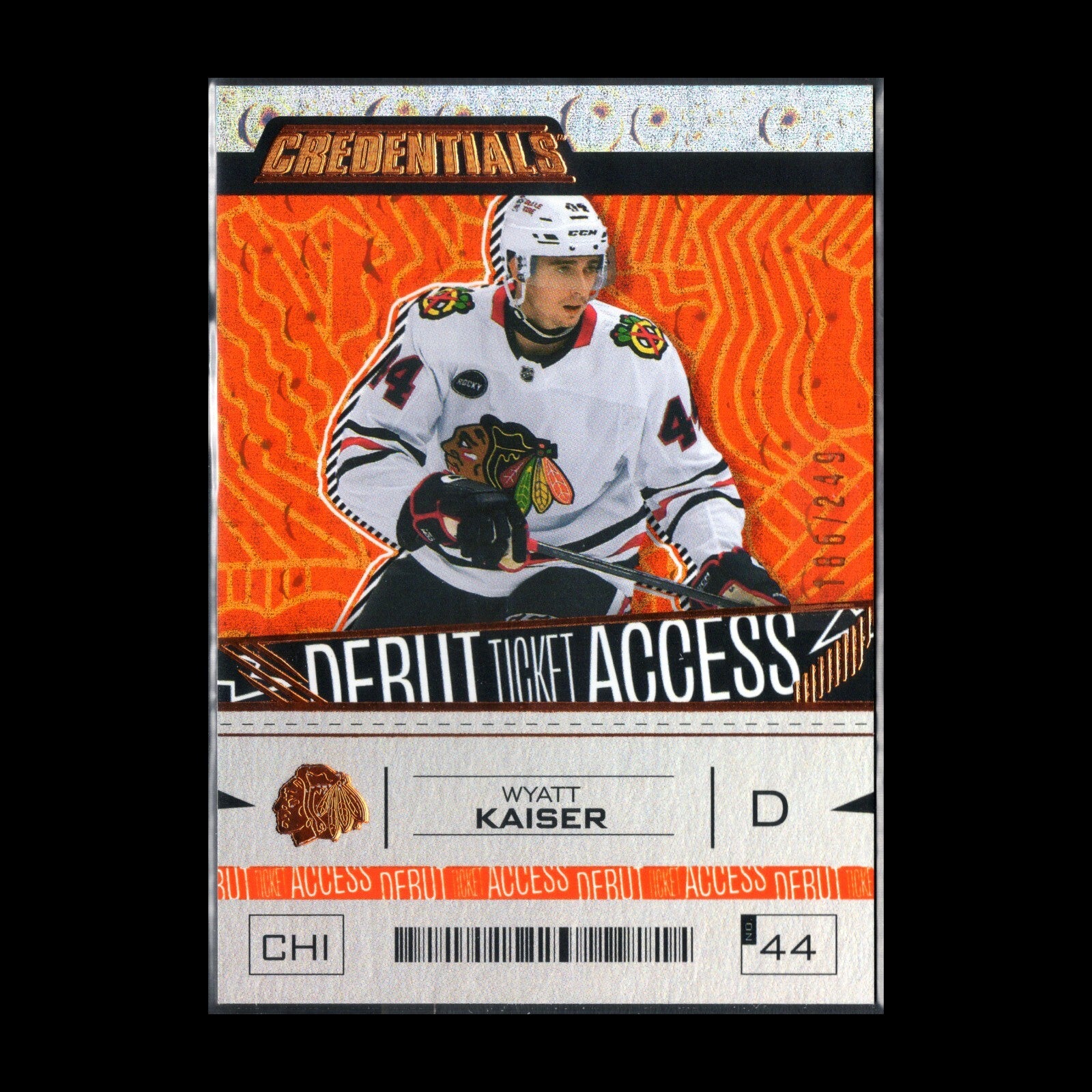 2023-24 UD Credentials WYATT KAISER #145 Debut Ticket Access Orange 186/249