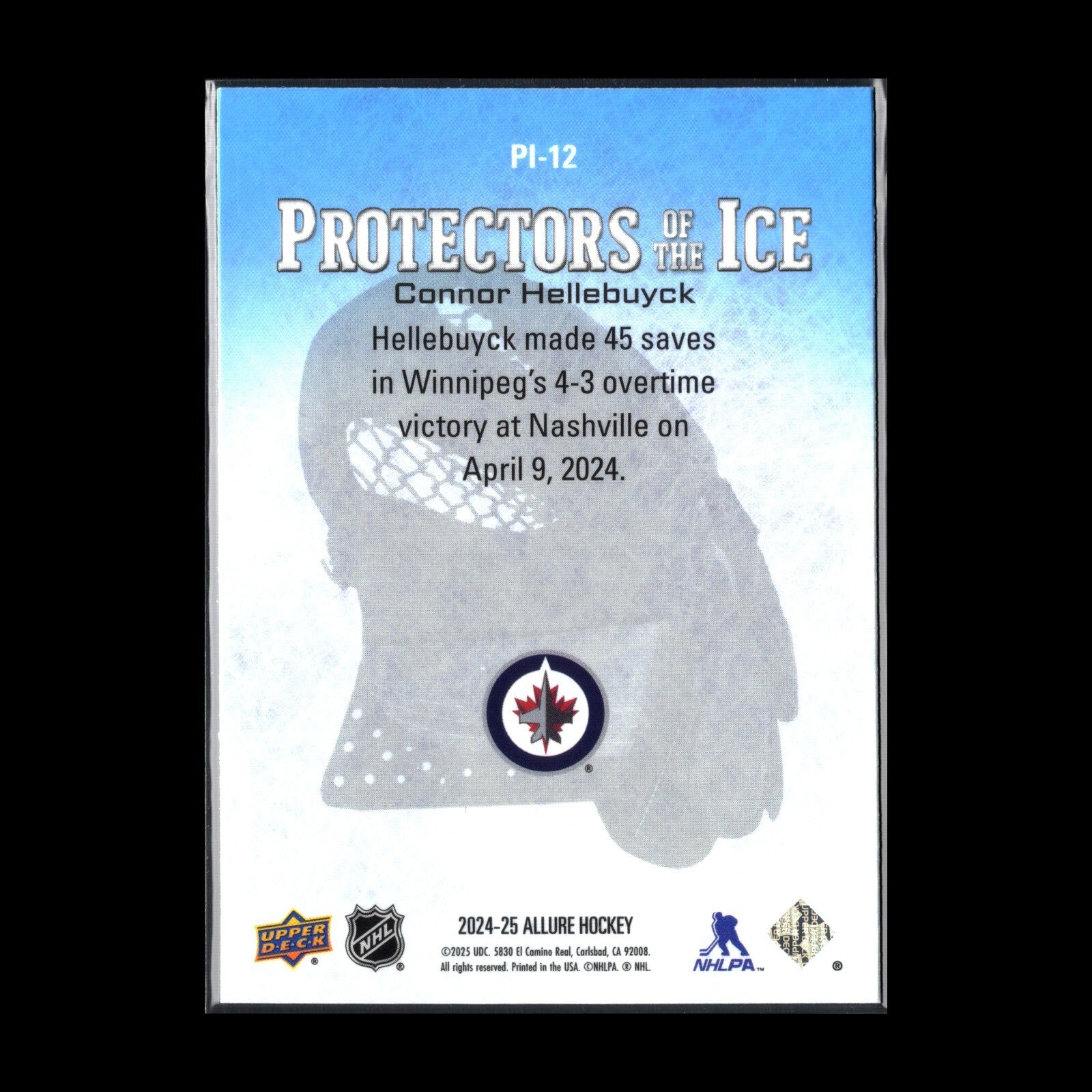 2024-25 UD Allure CONNOR HELLEBUYCK #PI-12 Protectors of the Ice Red