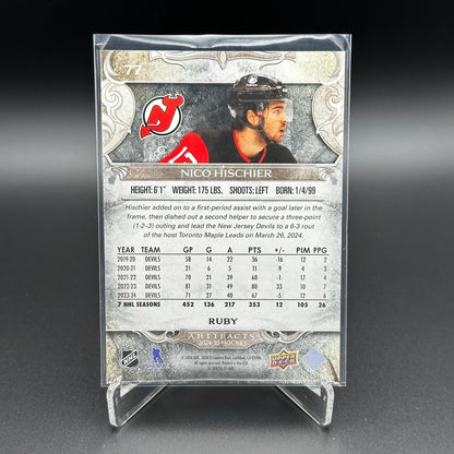 2024-25 UD Artifacts NICO HISCHIER #77 Ruby /499 - New Jersey Devils