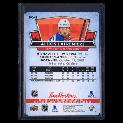 2021-22 UD Tim Hortons ALEXIS LAFRENIERE #DC-41 Red Die-Cut - New York Rangers