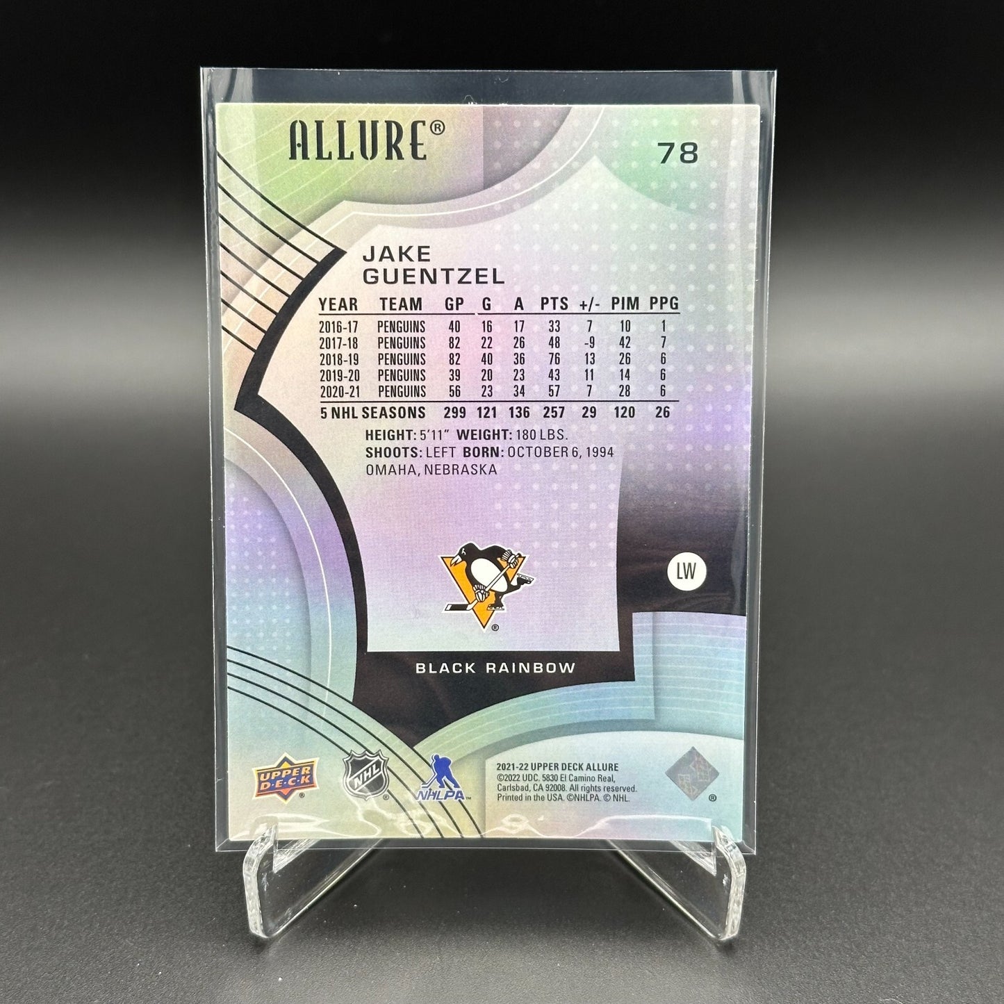 2021-22 UD Allure JAKE GUENTZEL #78 Black Rainbow - Pittsburgh Penguins